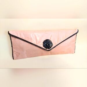 Brigid b. Pink & black leather baguette bag black clutch purse Italy Cute